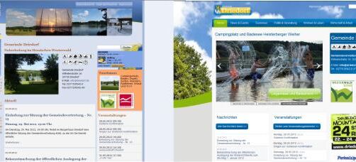 Gegenüberstellung alte und neue Homepage für Driedorf.de