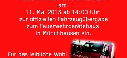 Plakat Fahrzeugübergabe Freiwillige Feuerwehr Driedorf Münchhausen