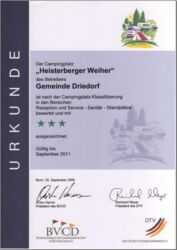 3 Sterne Campingplatz Heisterberger Weiher bis 2011 zuerkannt