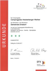 3 Sterne Campingplatz Heisterberger Weiher bis 2017 zuerkannt